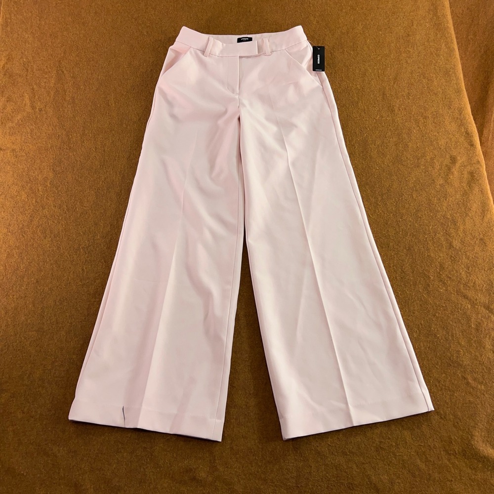 Express Womens 0R Pink Wide Leg High Waisted Dress Pants NWT *Flaw